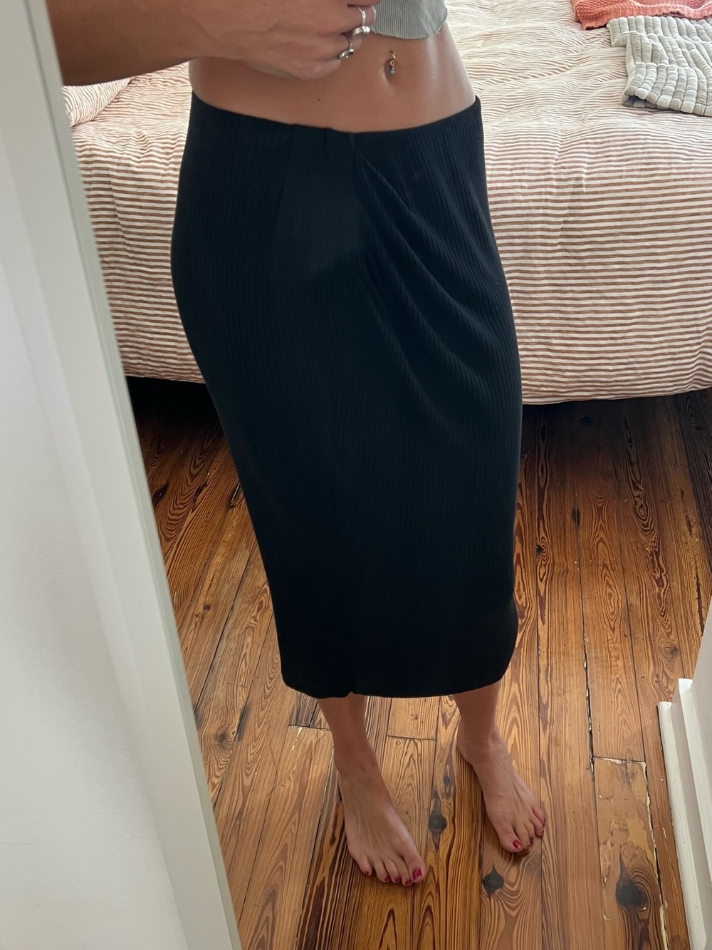 Hard⭐️Tail Black Ribbed Midi Skirt